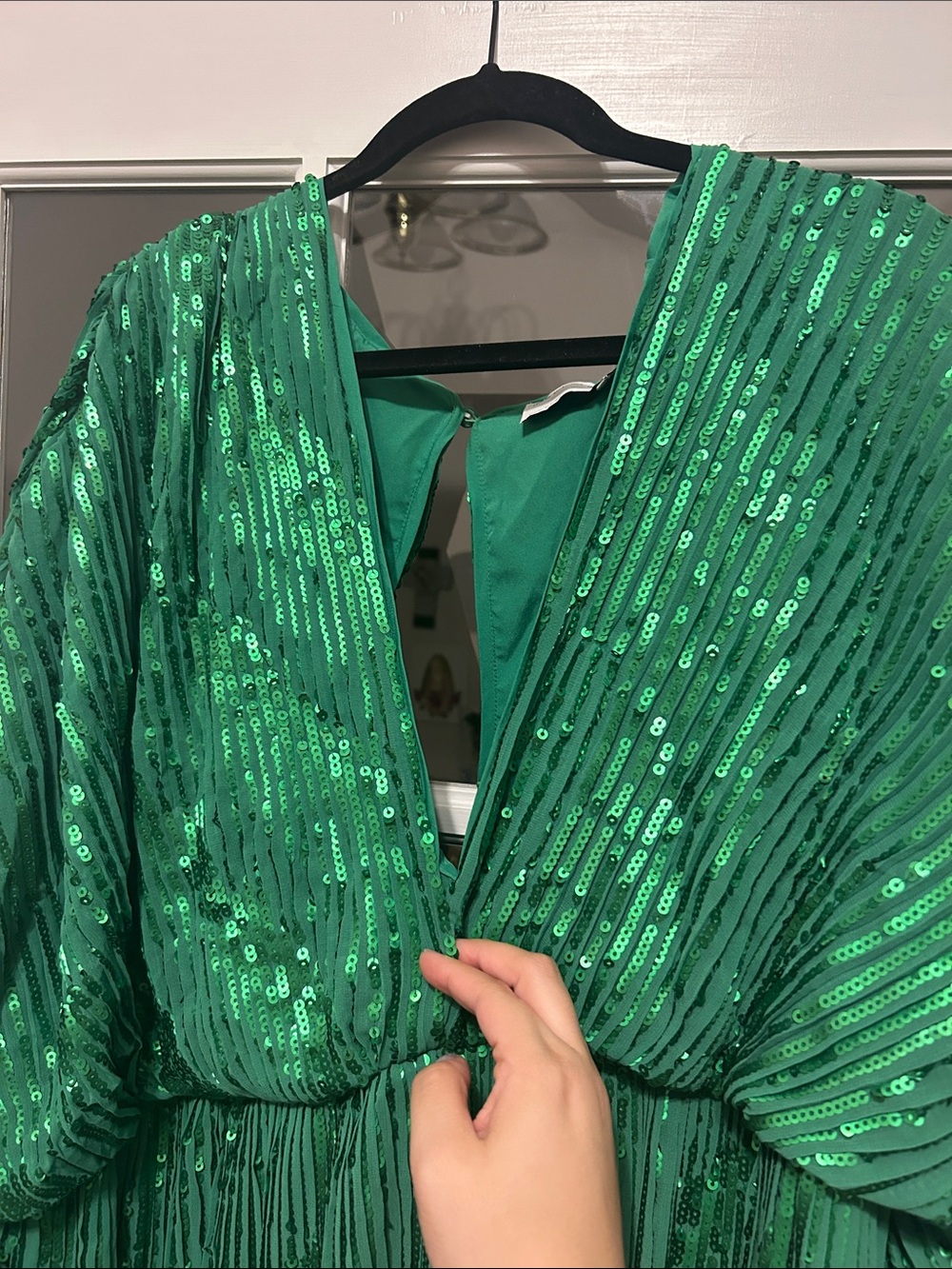 ASOSO Green Sequin Pleated Cocktail Dress - Picture 2 of 11
